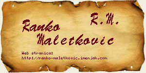 Ranko Maletković vizit kartica